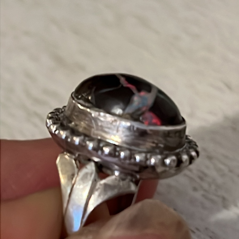 Antique Sterling Silver stamped Purple Moonstone ring size 6